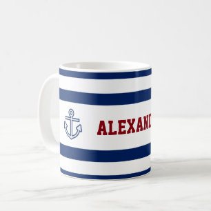 Nautisk marin marinblå vit Rand Kaffemugg