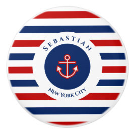 Nautisk marin marinflotta blå röd vit Rand Anchor Knopp