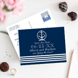 Nautisk marin monogram Spara datumet Meddelande Vykort