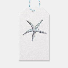 Nautisk marin och Pastel Light Blue Ocean Starfish Presentetikett