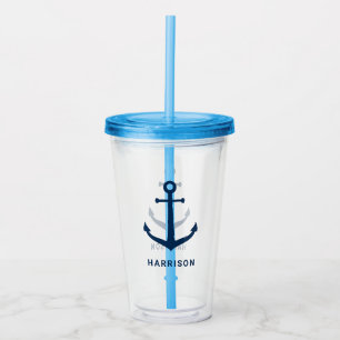 Nautisk marinankare anpassad namnmonogram take away mugg