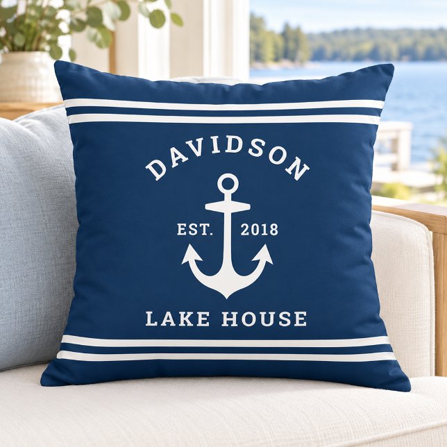 Nautisk marinankare sjöhusmonogram kudde (Skapare uppladdad)