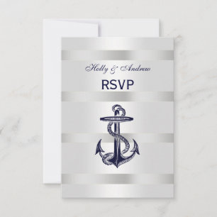 Nautisk Marinblå Ankar Silver Vit V RSVP Meny