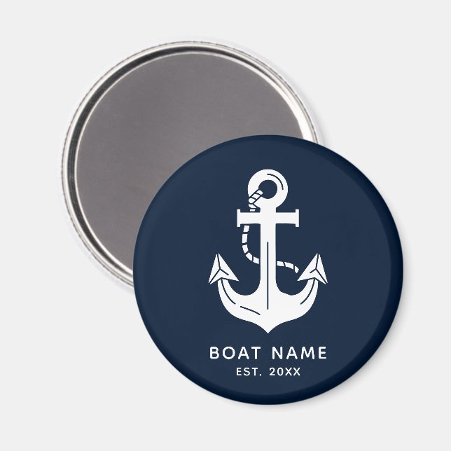 Nautisk marinblå anpassad båtnamn magnet (Front/Back)
