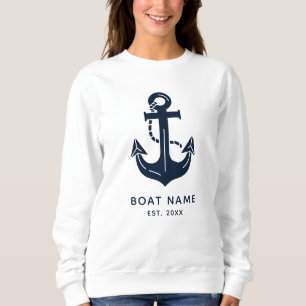 Nautisk marinblå anpassad båtnamn t shirt
