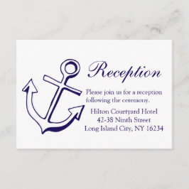 Nautisk marinblå bröllopsreception fartygsankare tilläggskort