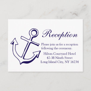 Nautisk marinblå bröllopsreception fartygsankare tilläggskort