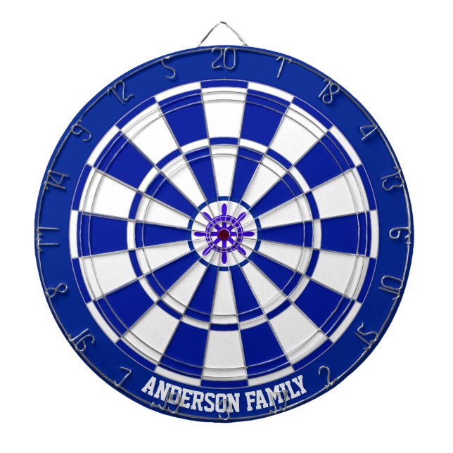 Nautisk marinblå och vit dubbel färg Dart Board Darttavla (Framsidan)