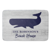 Nautisk marinblå vit familj Namn Rustic Whale