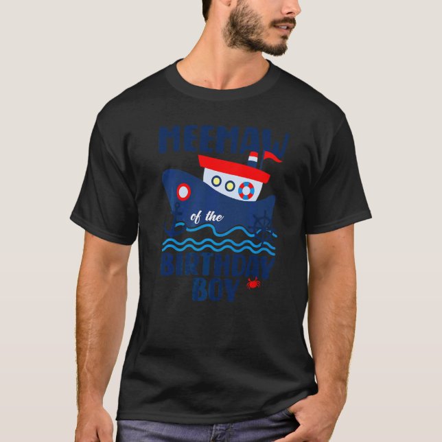 Nautisk Meemaw of the Birthday Boy Sailors Family T Shirt (Framsida)