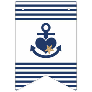 Nautisk möhippabanermarin & guld vimplar