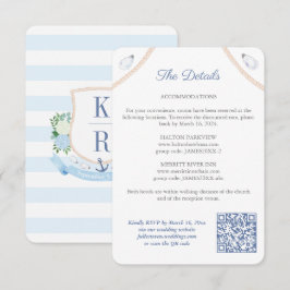Nautisk monogram QR-kod Bröllopsdetaljer Tilläggskort