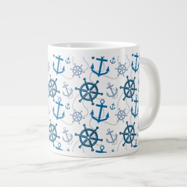 Nautisk mönster jumbo mugg (Framsida höger)