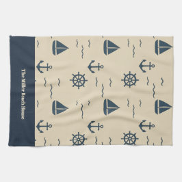 Nautisk Mönster med ankarbåtskomplex Kökshandduk