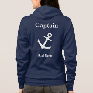 Nautisk Mörk blått och vit kapten & Boat Namn T Shirt