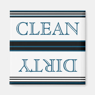 Nautisk Mörk Teal Blue Dishwasher Dirty Clean Magnet