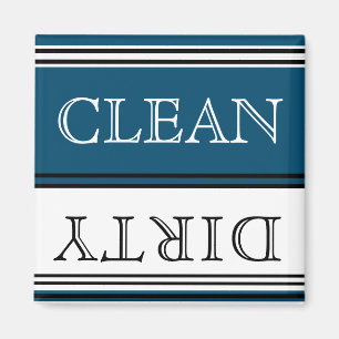 Nautisk Mörk Teal Blue Dishwasher Dirty Clean Magnet