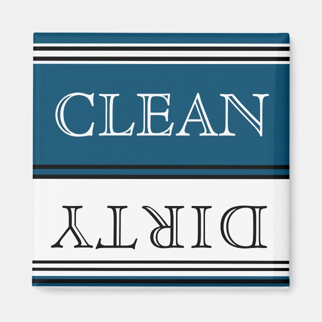 Nautisk Mörk Teal Blue Dishwasher Dirty Clean Magnet (Framsidan)