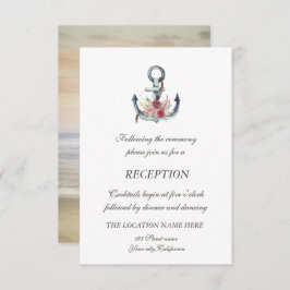 Nautisk mottagning av vattenfärgsankarblommor inbjudningar