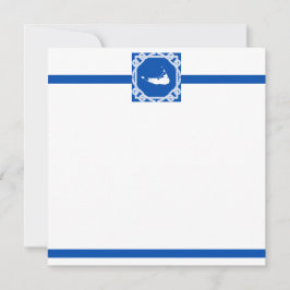 Nautisk Nantucket Blue och White Flat Notecard Inbjudningar