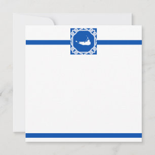 Nautisk Nantucket Blue och White Flat Notecard Inbjudningar