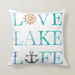 Nautisk Nautisk kärlek Sjö Life Watercolor Typogra Kudde