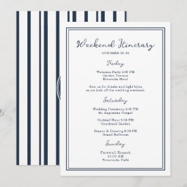 Nautisk Navy Bröllopshelg Itinerary Card Inbjudningar