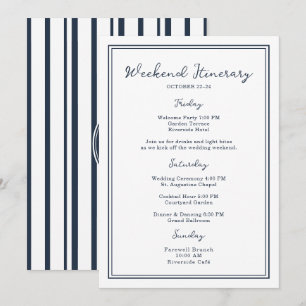 Nautisk Navy Bröllopshelg Itinerary Card Inbjudningar