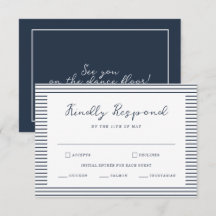 Nautisk Navy Rand Bröllops RSVP-kort