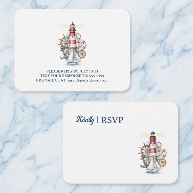 Nautisk Ocean Fyr RSVP Tilläggskort (The easy way to get replies.)