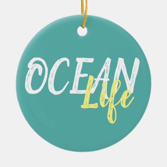 nautisk OCEAN LIFE-skrift | Julgransprydnad Keramik (Framsidan)
