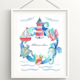 Nautisk oceandjursburk Poster