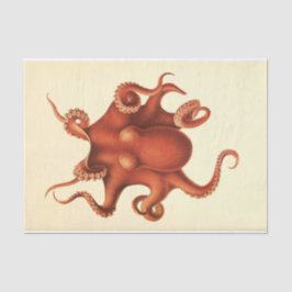 Nautisk Octopus Ephemera Decoupage Red