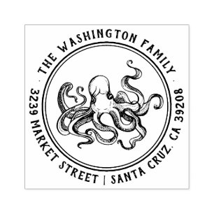 Nautisk Octopus-familjens Returadress i Namn Stämpel