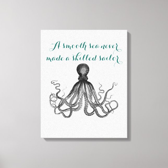 Nautisk Octopus Kraken har aldrig blivit ett slätt Canvastryck (Framsida)