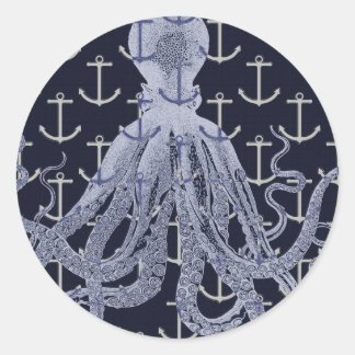 Nautisk Octopus Runt Klistermärke