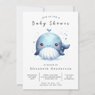 Nautisk Online Whale Baby Shower Inbjudningar