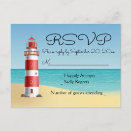 Nautisk OSA Lighthouse Beach Wedding Sommar Inbjudan Vykort