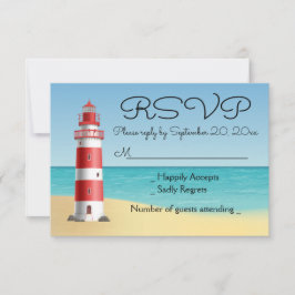 Nautisk OSA Lighthouse Beach Wedding Sommar Kort