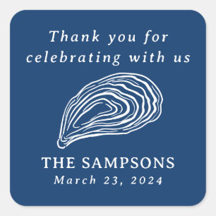 Nautisk Oyster Snäcka Bröllop Tack Fyrkantigt Klistermärke