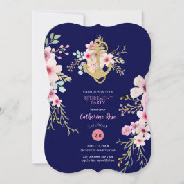 Nautisk Pension Inbjudan, blå Rosa Blommigt Inbjudningar