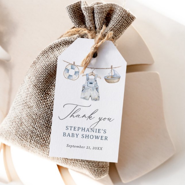 Nautisk pojke baby shower presentetikett (Skapare uppladdad)