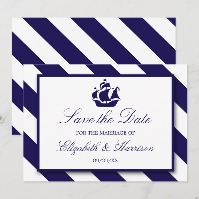 Nautisk Rand & marin blå Frakt Spara datum Datumet (Fram/baksida)