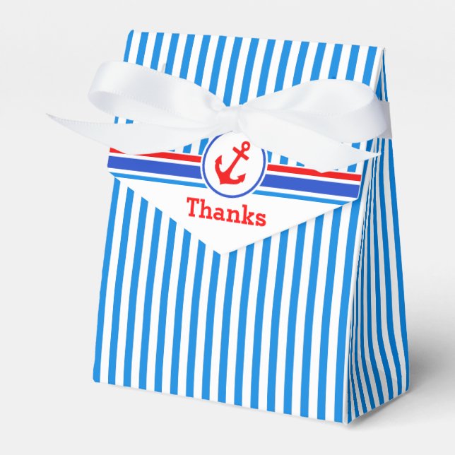 Nautisk rand med röd fästpunkt tack och presentlåd presentaskar (Framsidan Sidan)