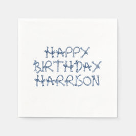 Nautisk rep knoppar blå vit anpassningsbar Birthda Pappersservett