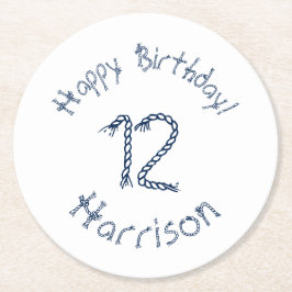 Nautisk repets blåvita anpassningsbar underlägg papper rund