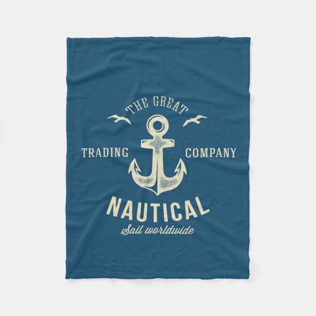Nautisk Retro logotyp Fleecefilt (Framsidan)