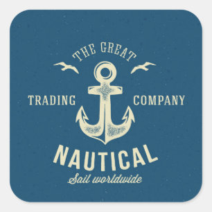 Nautisk Retro logotyp Fyrkantigt Klistermärke