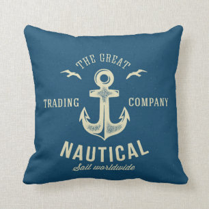 Nautisk Retro logotyp Kudde