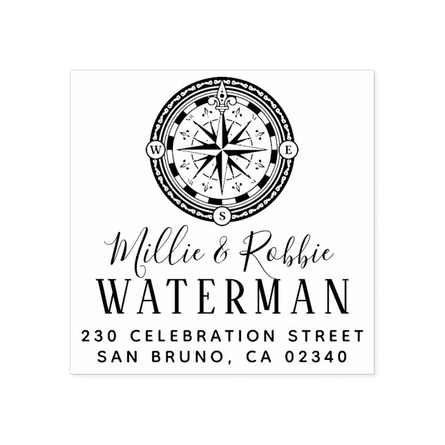 Nautisk Returadress för kustkompass Bröllop Stämpel (Tryck)